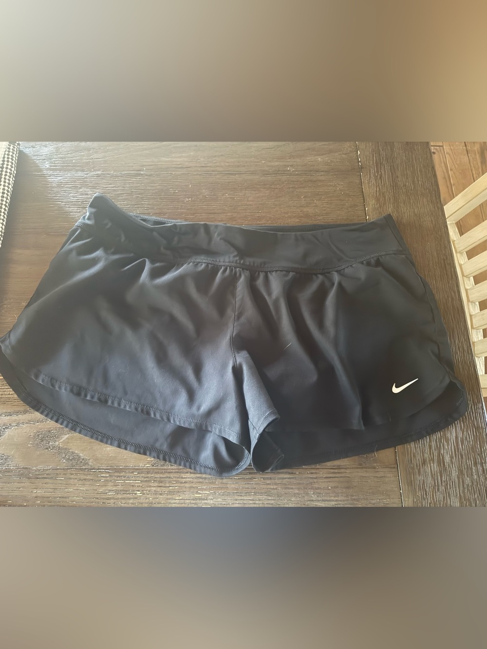 Nike Women's Black Athletic Running Shorts with White Swoosh